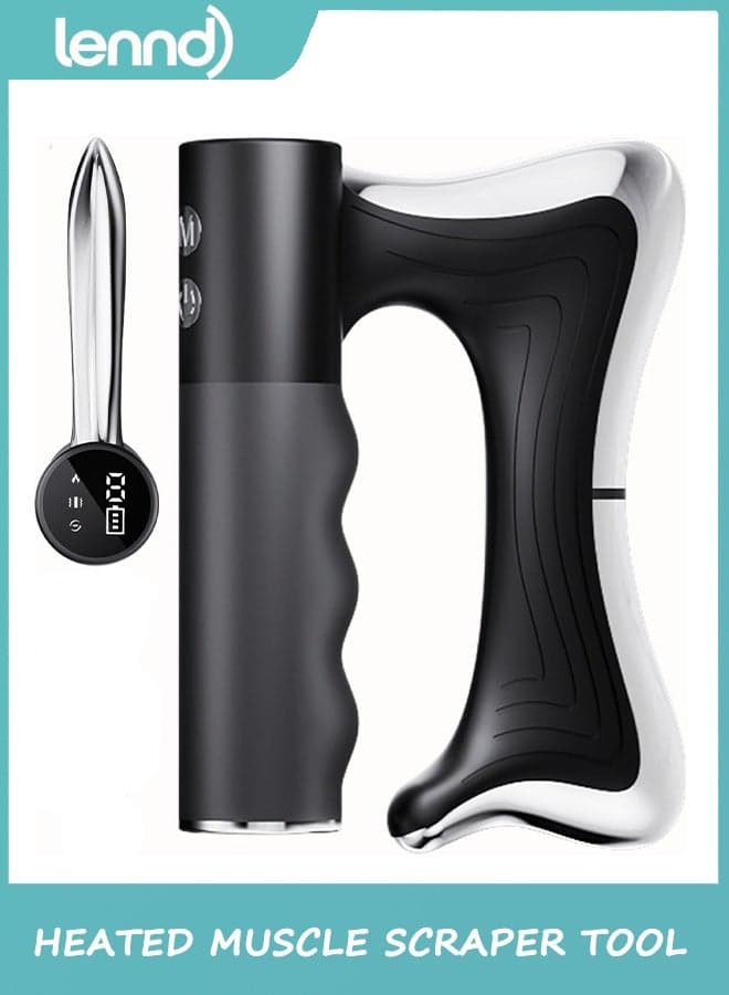 Heated Muscle Scraper Tool –Electric Fascia Knife Massager Heating and Vibration, Muscle Scraper Tool, Body Gua Sha Massage Tool,Fascia Tool Massage Tools for Deep Tissue(Black)