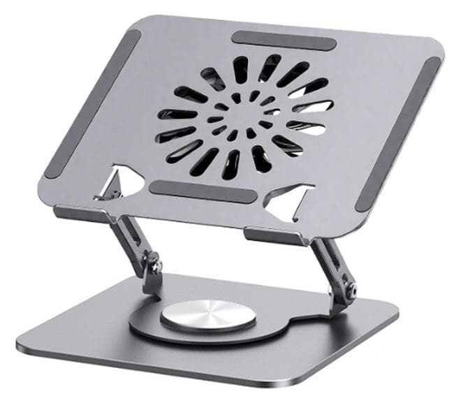 Laptop Stand with Cooling Fan for Desk, 360° Rotation Upgrade Larger Sturdy Base Adjustable, Foldable Metal Notebook Holder Fit for MacBook Air, MacBook Pro, Lenovo, HP, ASUS, etc