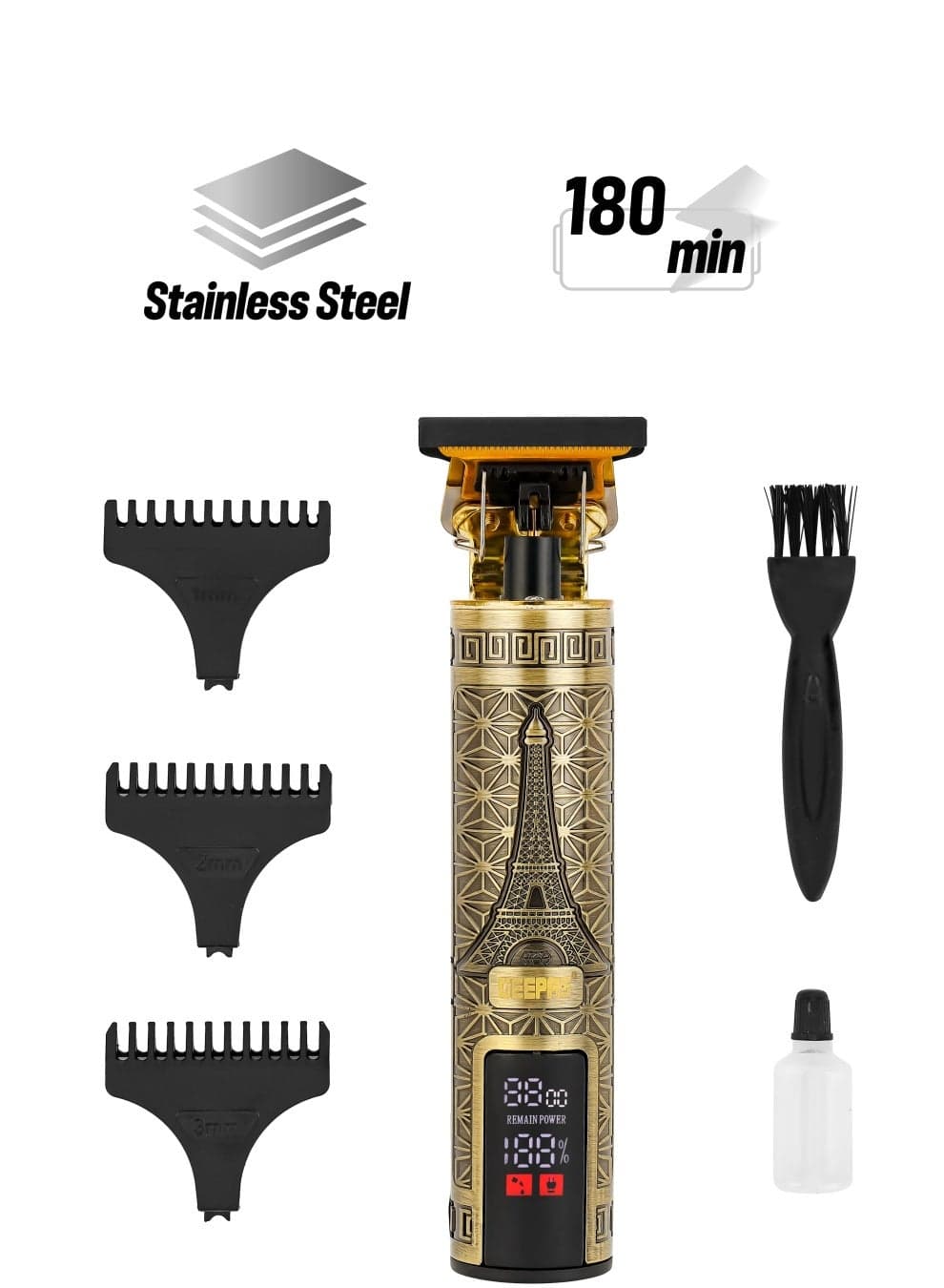 Professional Digital Hair Clipper- GTR56038| Trimmer with High Capacity Li-ion Battery and Fast Charging| High Performance T-Blade for Efficient Operation, Does not Hurt Scalp| LCD Display