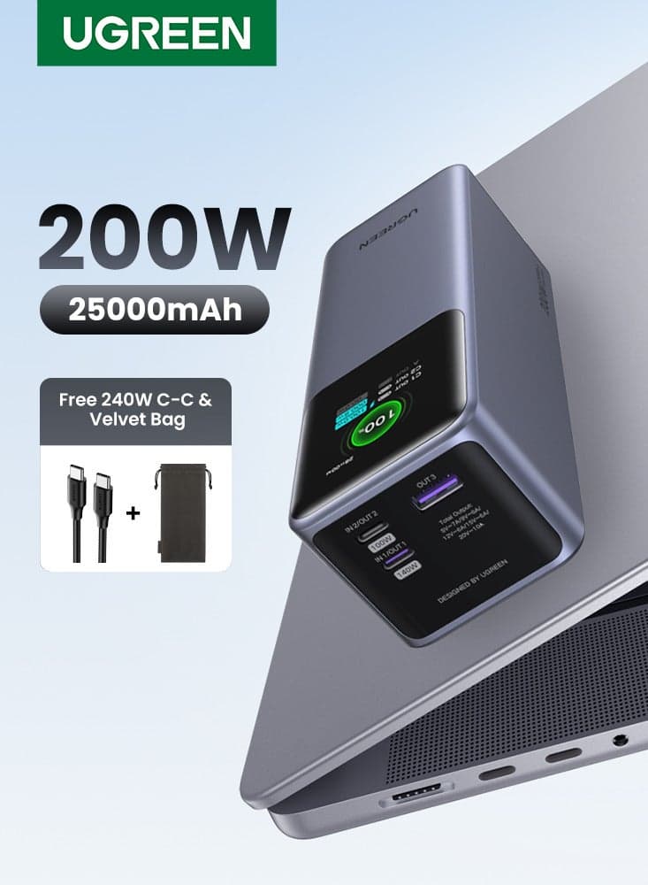 25000 mAh 25000mAh 200W Power Bank,Ultral-Fast Laptop Portable Charger,2C1A,Airline-Friendly, Fast Charging Battery Pack With Digital Color Screen, Compatible With Samsung S26/S25 Ultra, iPhone 17/16 Pro Max,Macbook, Lenovo, Dell, iPad 25000 200W