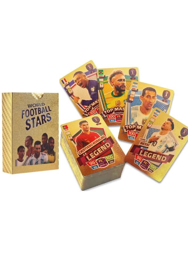55 PCS Gold Foil World Football Cards, Soccer Trading Card, Gold Foil Cards, No Repetition
