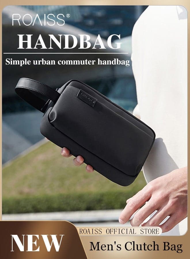 Men Multifunctional Clutch Bag with Business Style Waterproof and Durable Material Large Capacity Wallet Card Holder Passport Holder Sunglasses Organizer Classic Solid Color Men Handbag Black
