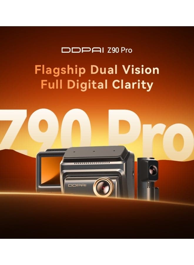 DDPAI Z90 Pro Dual Dash Cam 4K | Sony STARVIS 2 IMX678 | Built-in GPS | 5GHz WiFi | ADAS 2.0 | Supercapacitor | 24/7 Parking Mode | G-Sensor | Loop Recording