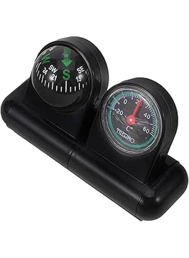 Dual Function Car Compass Thermometer Rotatable Dashboard Mount Temperature Monitor