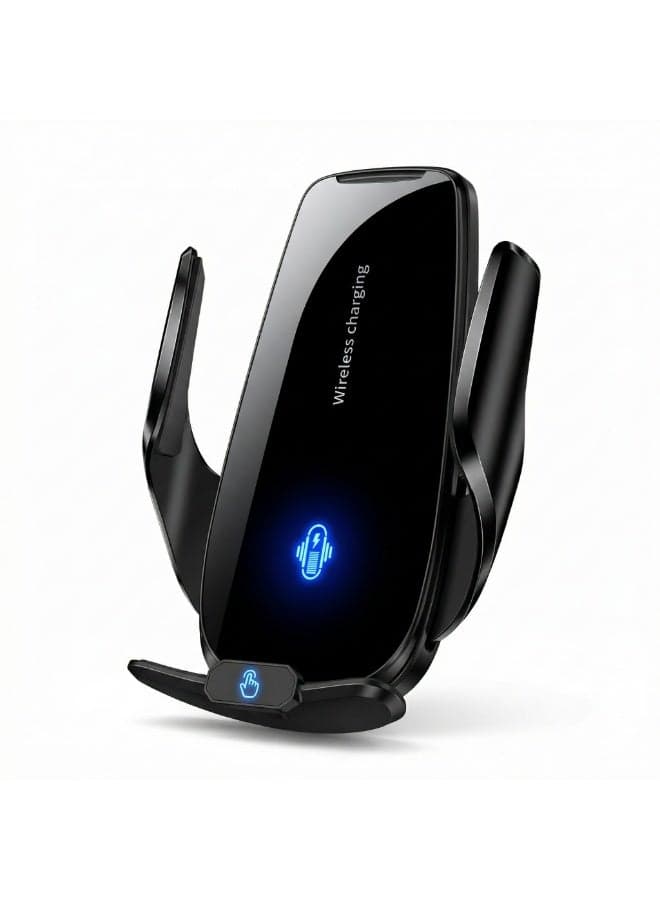 15W Wireless Car Charger Mount, Auto-Clamp Phone Holder with 3 Magnetic Tips (Type-C, Lightning, Micro-USB), 360° Vent Mount