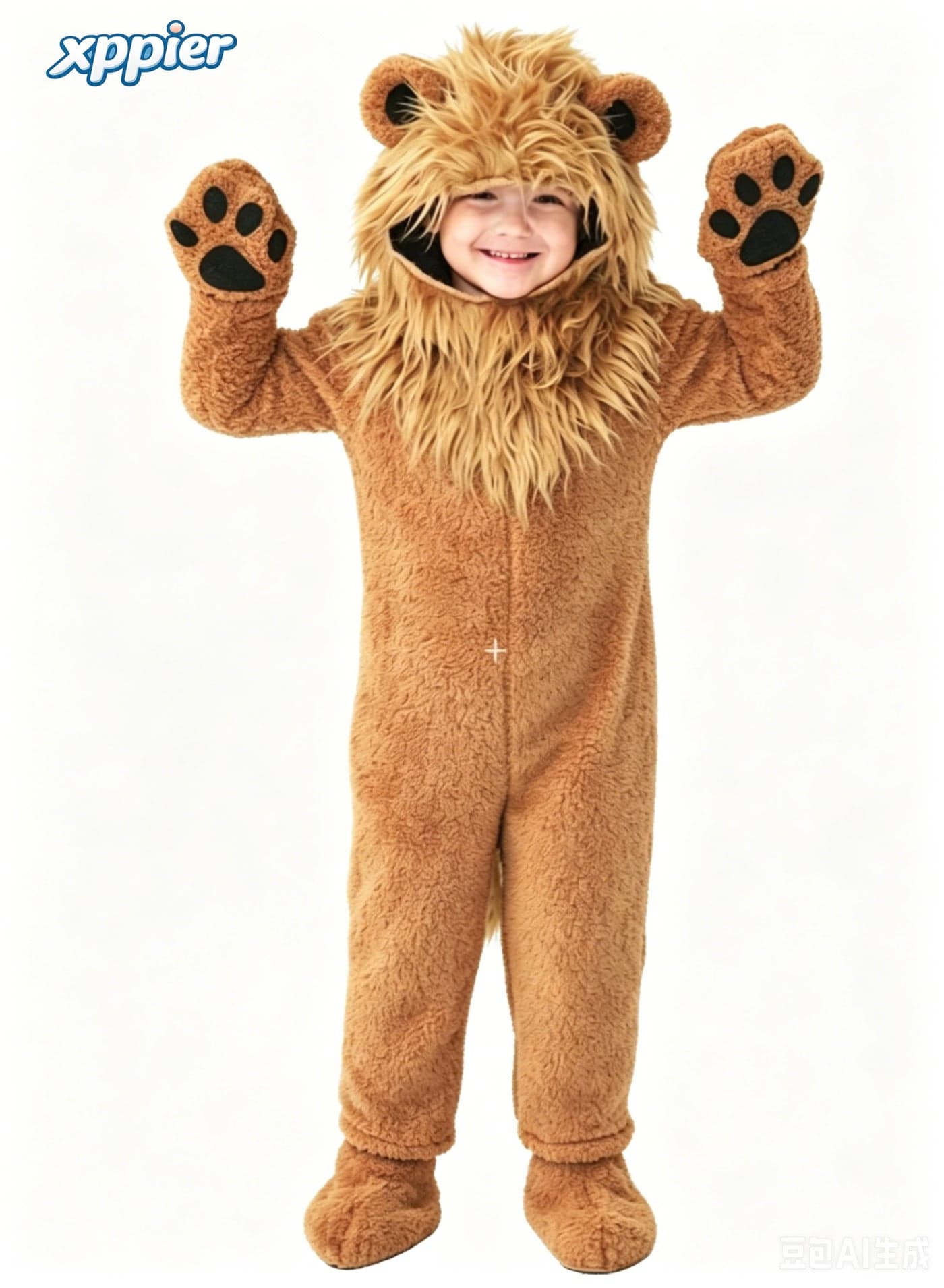 Lion Costume for Kids and Toddlers, Halloween Costume for Kids, Animal Costumes for Kids, Hooded Jumpsuit Animal Outfit for Cosplay Costume Party, Birthday, Photo Shoot, 8-10 Years