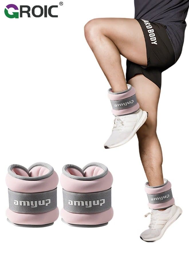 2Pcs Ankle Weights Leg Arm Weights Wrist Weights Set with Adjustable Strap for Jogging, Gymnastics, Aerobics, Physical Therapy,Foot Exercise Training Workout-0.6KG Pair(Pink)