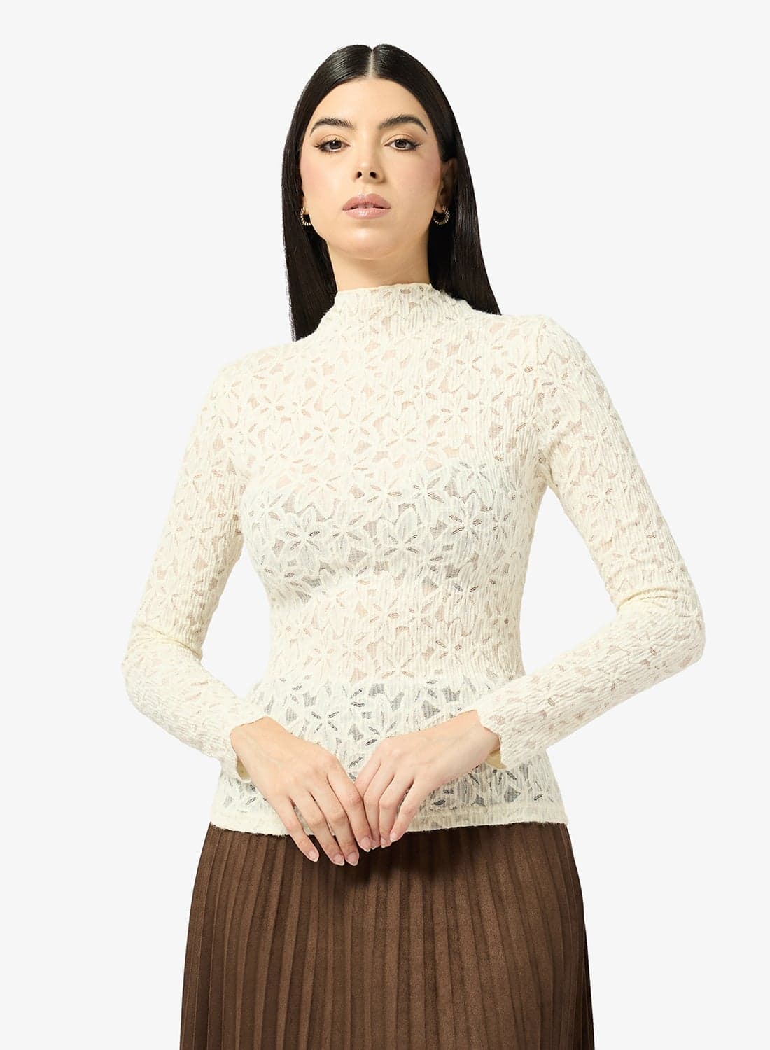 Lace High Neck Top