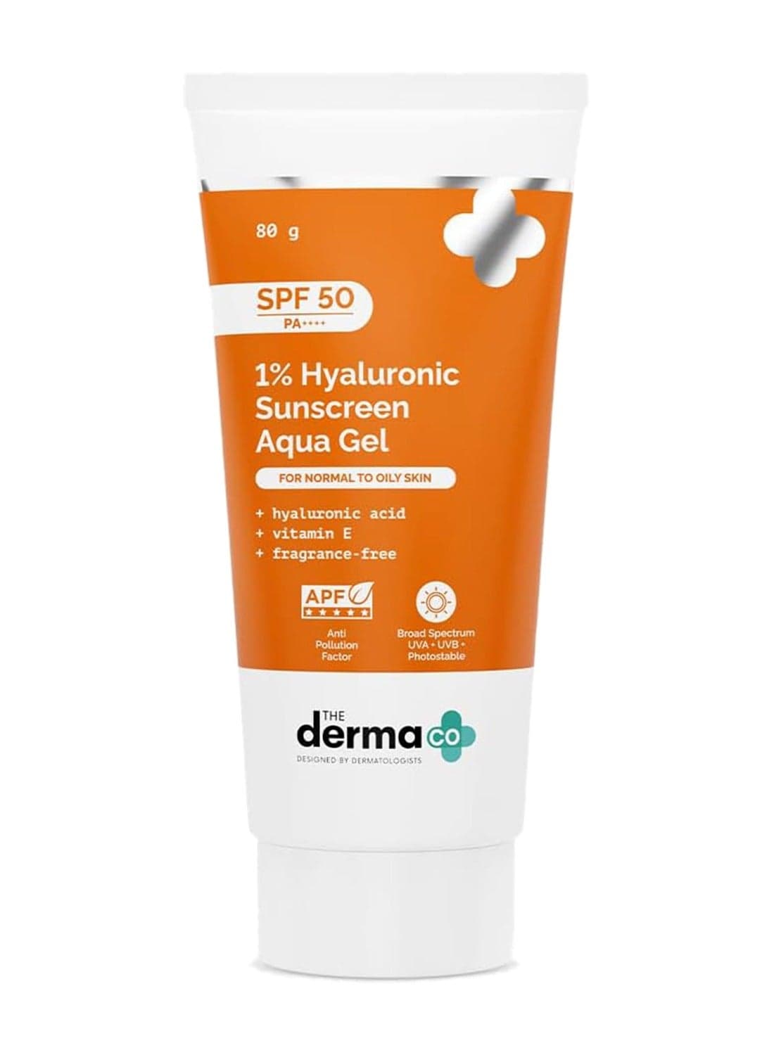 1% Hyaluronic Sunscreen SPF 50 Aqua Gel, PA++++, Lightweight, No white-cast for Broad Spectrum And Blue Light Protection for Oily, Dry, Acne-prone Skin - 80g