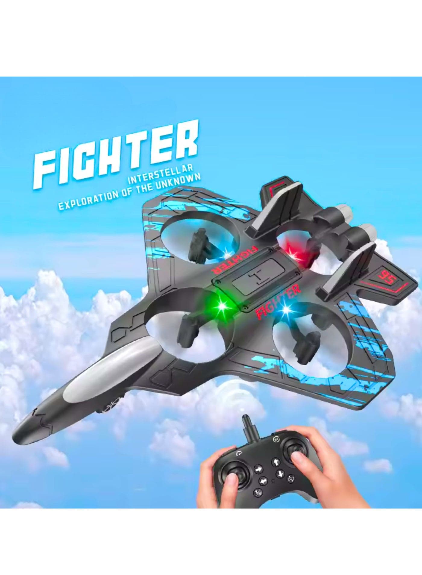RC Plane for Kids with Gravity Sensor, Crash-Resistant Foam Remote Control Fighter Jet, Rechargeable Electric Aircraft Toy for Boys & Girls, Long Range 300M, Easy to Fly Glider