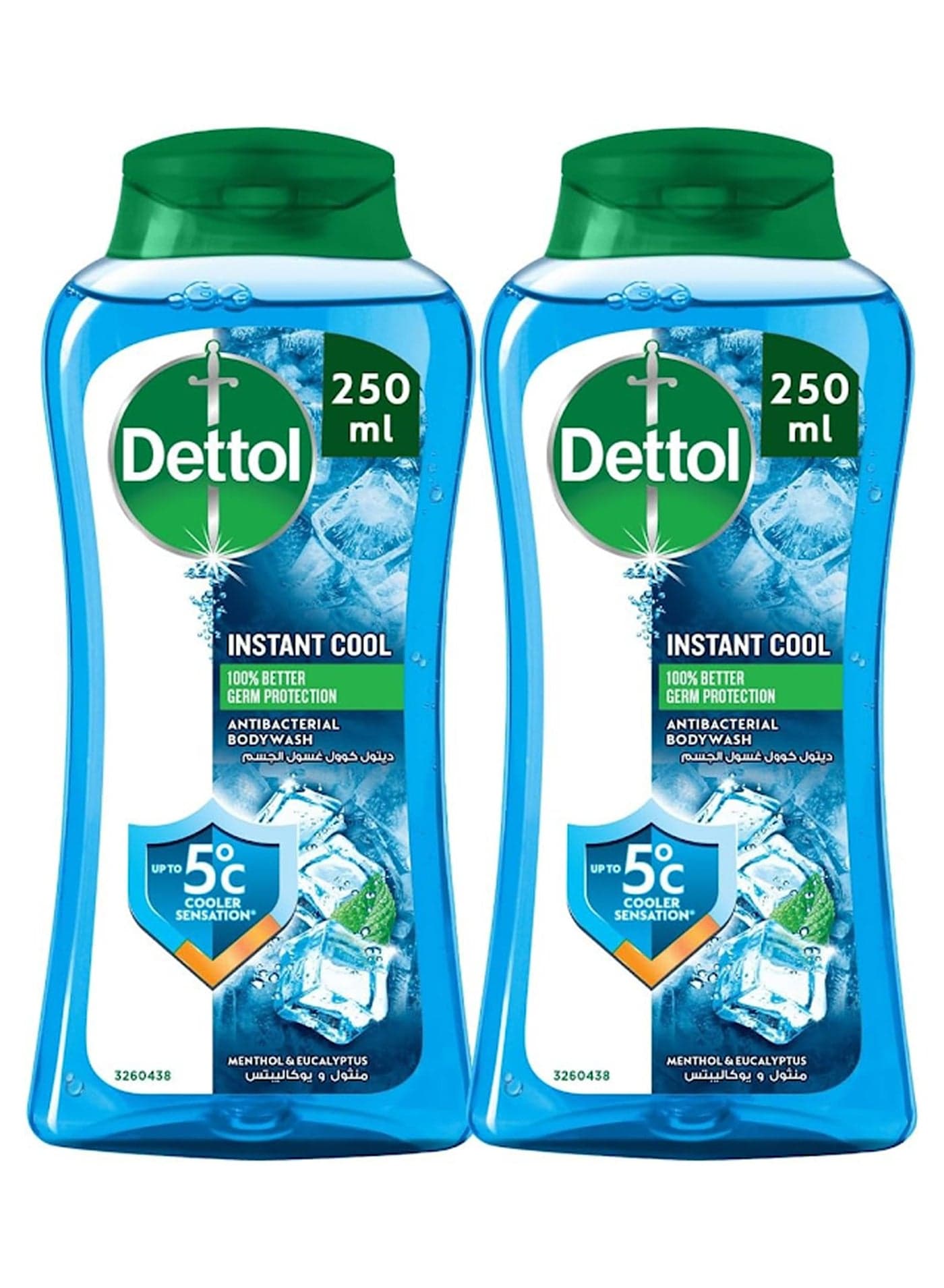 Cool Shower Gel And Body Wash Menthol With Eucalyptus Scent 2 x 250ml 250ml