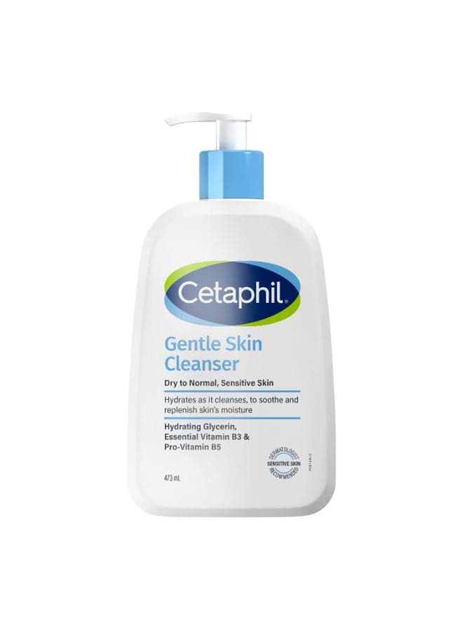 Cleanser , Gentle Skin Cleanser . For Normal to Dry Sensitive Skin , Face And Body Wash , For Men And Women ,With Niacinamide And Glycerin, Unscented, Soap Free And Non Foaming, For Men And Women Clear 473ml