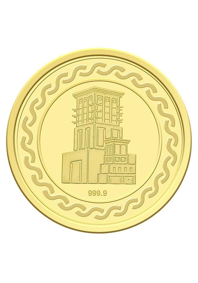 2g Gold Coin with Flower & UAE Heritage Building Design - 2 Grams 24KT 999.9 Purity