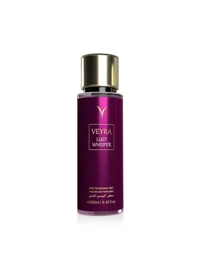 VEYRA Lust Whisper Fine Fragrance Mist 250ml – Long-Lasting Body Mist for Women & Men with Fruity & Floral Notes | Lightweight Daily Perfume Spray | Paraben-Free | Elegant Bottle for Travel or Vanity