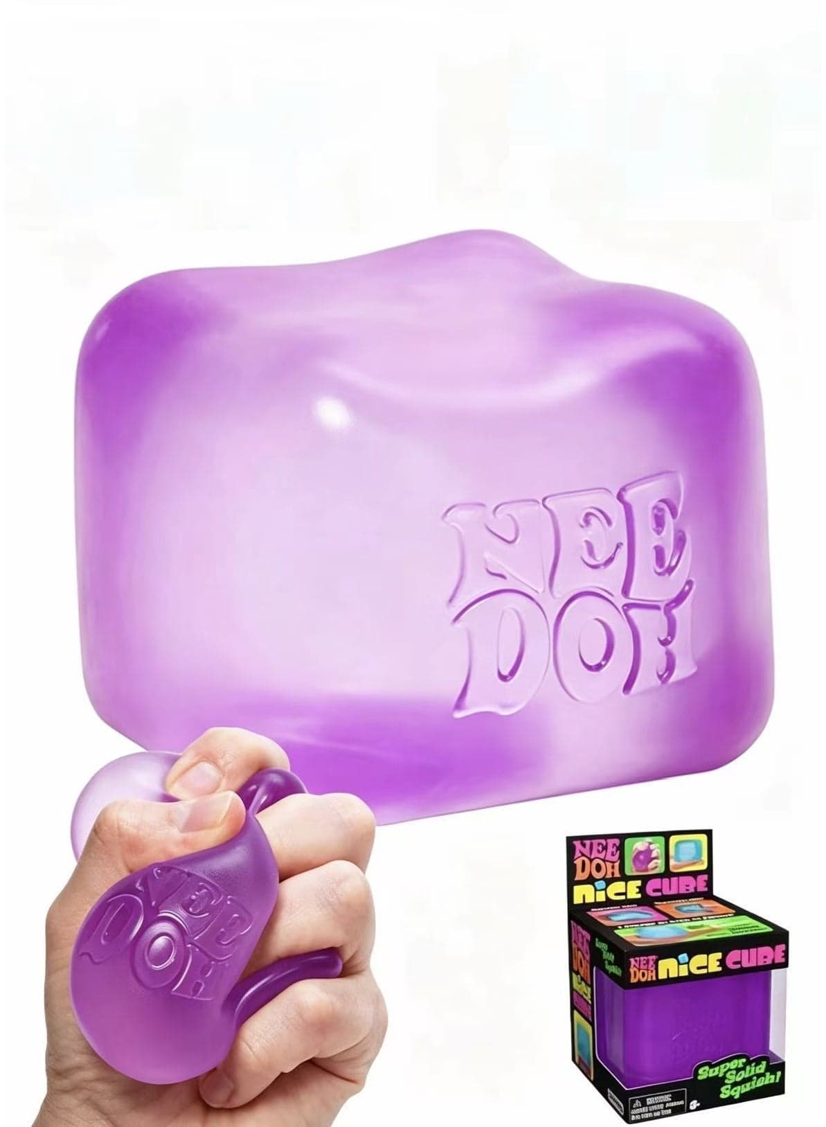 Schylling needoh-Sensory Squeeze Toy with Super Solid Squish - 2.25" Cube (Purple)