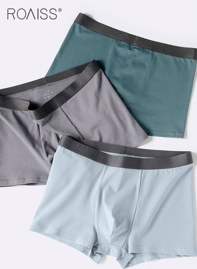 Men 3 Pack Underwear Set, Soft Stretchy Trunk Briefs, Solid Lounge Shorts with Elastic Waistbands, Breathable Boxer Briefs for Men, Ideal for Everyday Wear
