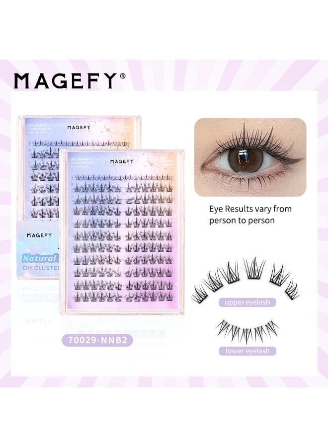Self-Adhesive False Eyelash Kit, 108 Clusters, No Glue Or Makeup Eemover Eequired, Press-Type False Eyelashes, Pre-Attached Lash Clusters, DIY Eyelash Extension kit, Suitable For Beginners.