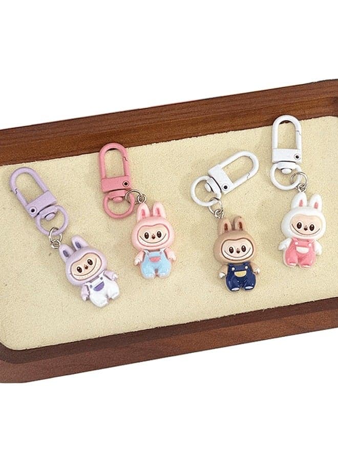 Labubu Cute Keychain Cartoon Novelty Keychains for Girl Fashion Keyrings Accessory for Women Bags and Keys