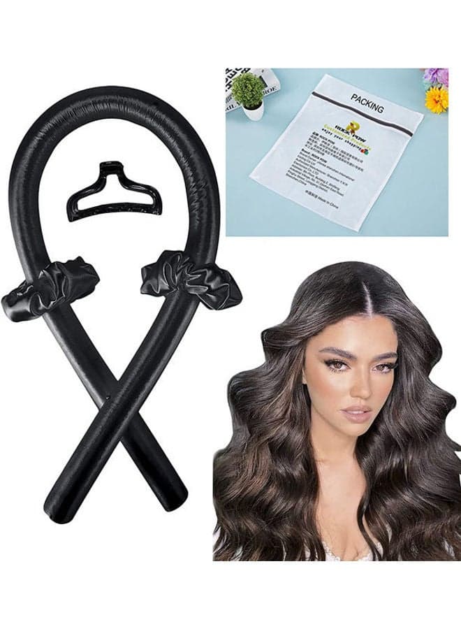 Flexible Jumbo Heatless Long Hair Curler Headband Kit Black