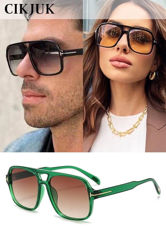 Retro Aviator Sunglasses Men Women Premium Luxury Sunglass Trendy Men's Women's Sun Glasses Mens 70s Tinted Sun Glas UV400 Protection Shades Green