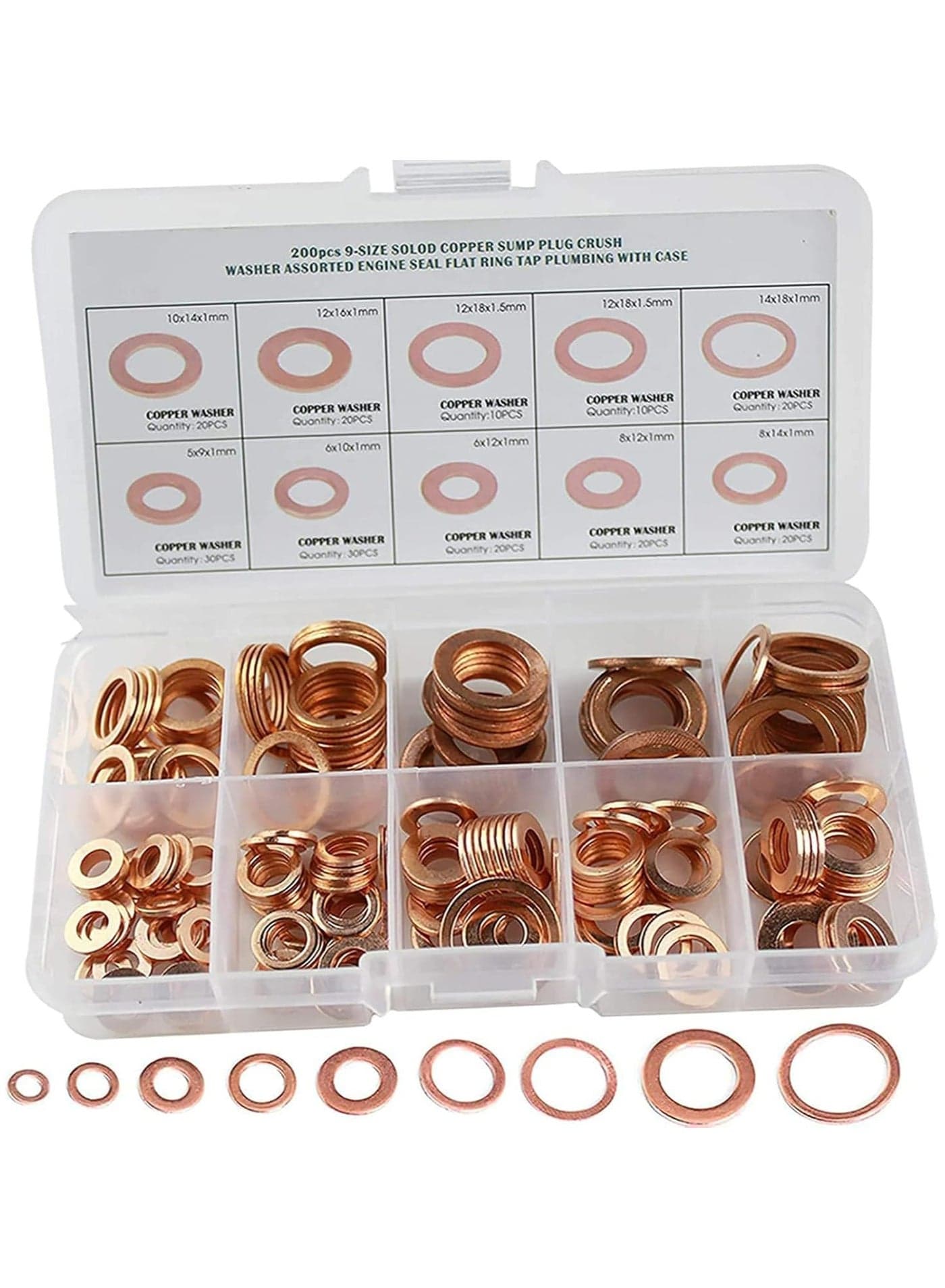 Crush Washer, Copper Washers Assortment Set Suitable for All Types of Engines