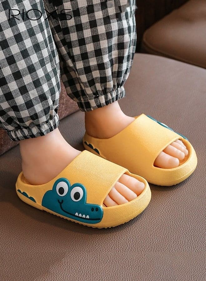 Toddler Slippers, Cute Crocodile Shower Slippers for Girls Boys, Anti-Slip Bathroom Slippers, Lovely Open Toe Home Shoes, Outdoor Beach Slippers, Soft Comfy Slides Slippers, Bath Pool Slippers, Cartoon Slippers for Baby/ Little Kids/ Big Kids