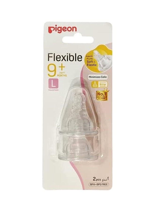 Pack Of 2 Baby Slim Neck Peristaltic Nipple S-Type (L), 9 Months +