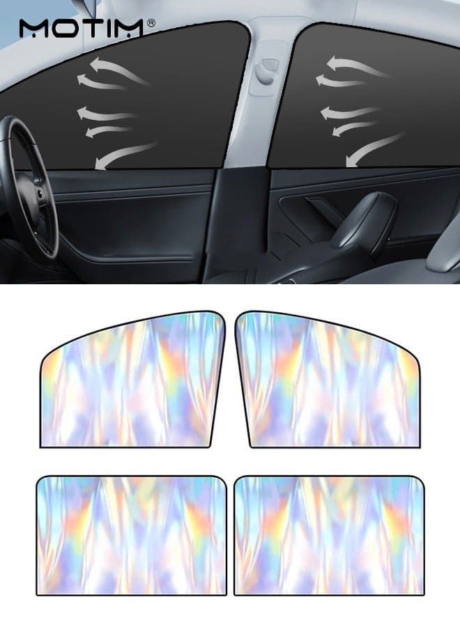 4 Pcs Car Side Window Sun Shades, Magnetic Sunshades Privacy Curtains for Car Windows for Kids, Laser Blocks UV Rays, Light Protection for Breastfeeding, Taking a nap, Changing Clothes