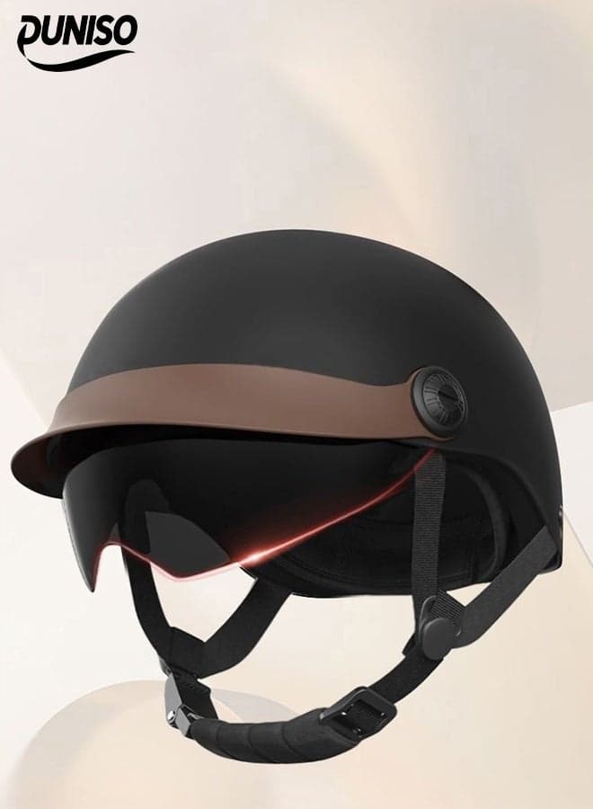 3C Certified Electric Vehicle Helmet,Summer Motorbike Half helmet with Sun-Protection Short Goggles,Safe and Comfortable,Breathable, Sturdy and Durable,Unisex,Black