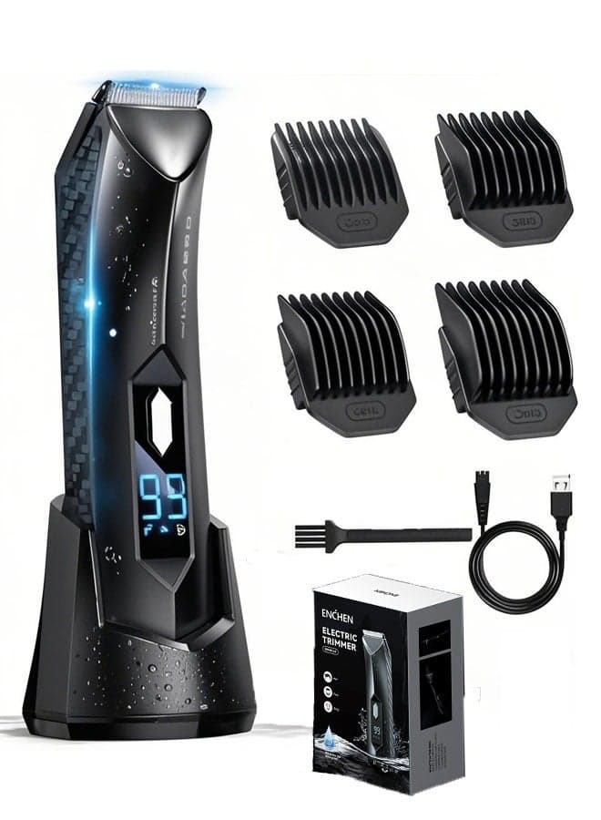 Rechargeable Men's Body Hair Trimmer - Wet/Dry Ball Trimmer with Ceramic Blade, Rechargeable Body Groomer for Men with Standing Recharge Dock, Cordless Groin Hair Trimmer for Men