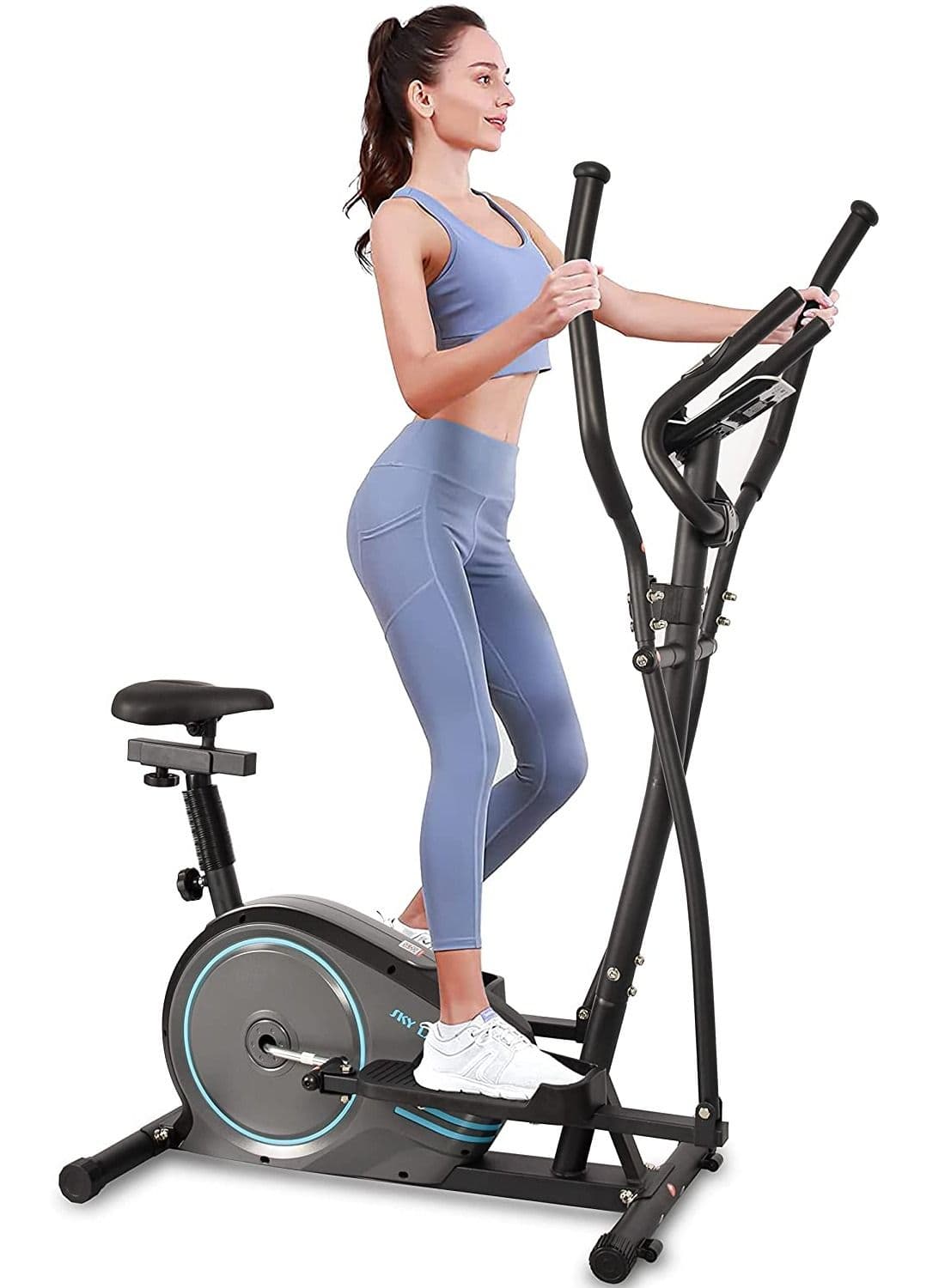 2-in-1 Elliptical Machine & Exercise Bike | Magnetic Cross Trainer with 8-Level Resistance, Bluetooth & LCD Display for Full-Body Home Cardio Workouts, EM-1563