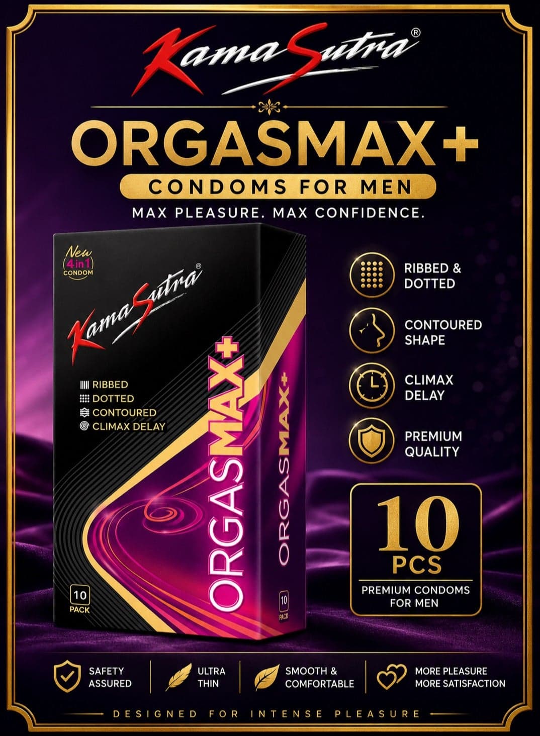 4 IN 1 OrgasMax+ Condoms 10 Pack