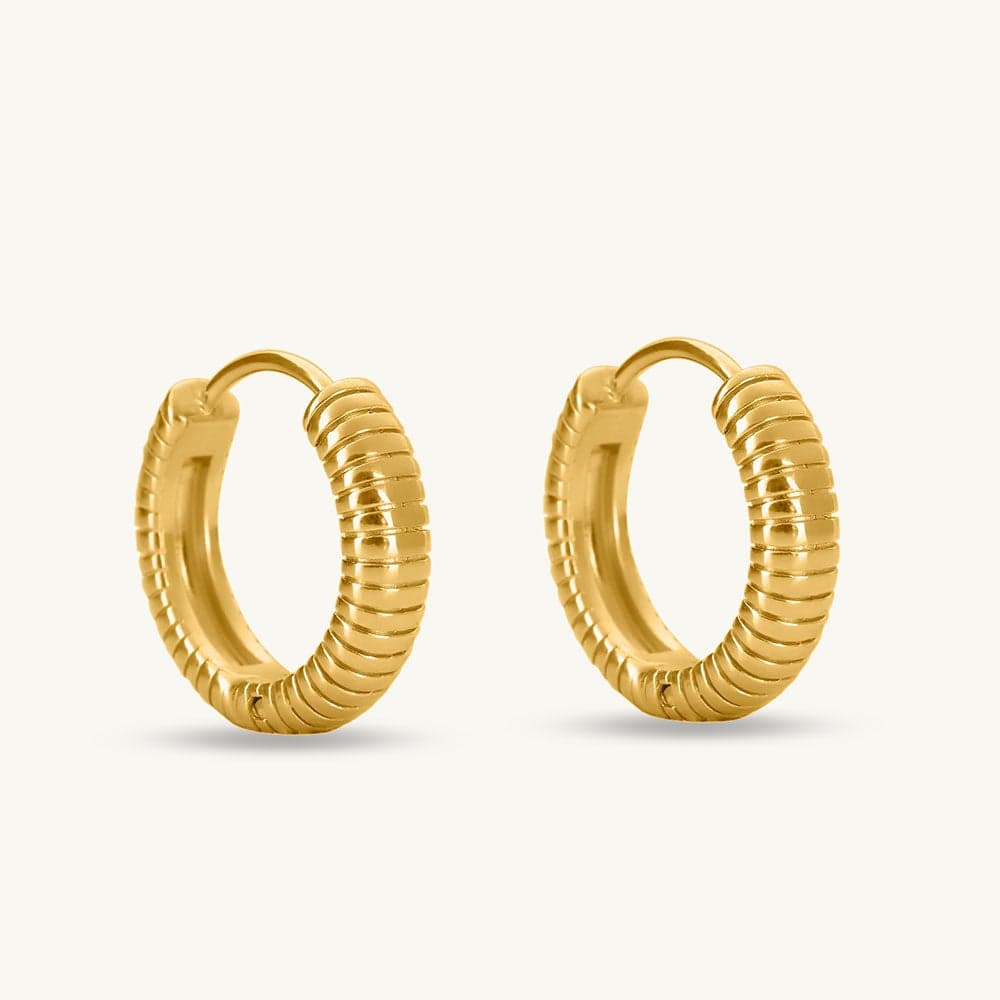 PALMONAS 18k Gold Tone Plated Classic Textured Hoops
for Women