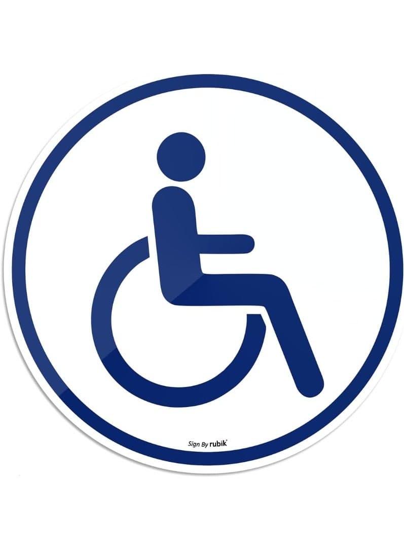 Disabled Handicap Car Sticker, Self Adhesive Reflective Vinyl Decal Sign for Vehicle Body Window Bumper 15cm Round (1 Pack, Blue/White)