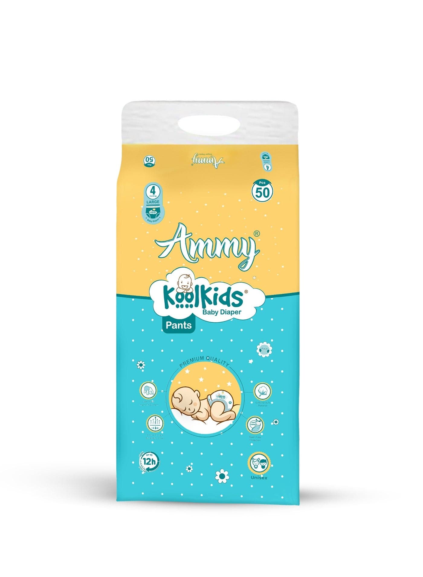 Ammy Koolkids Extra Absorb Baby Pant Style Diapers Large - 50 Pieces