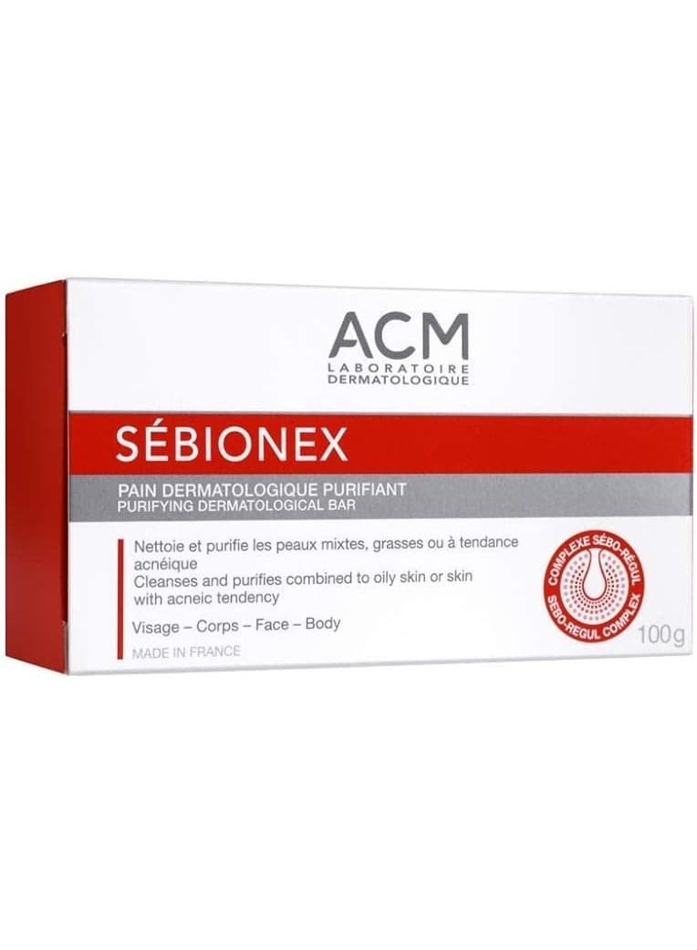 ACM Sebionex Purifying Cleansing Bar – 100g | Soap-Free Bar for Oily & Acne-Prone Skin | Gently Cleanses, Purifies & Reduces Excess Sebum