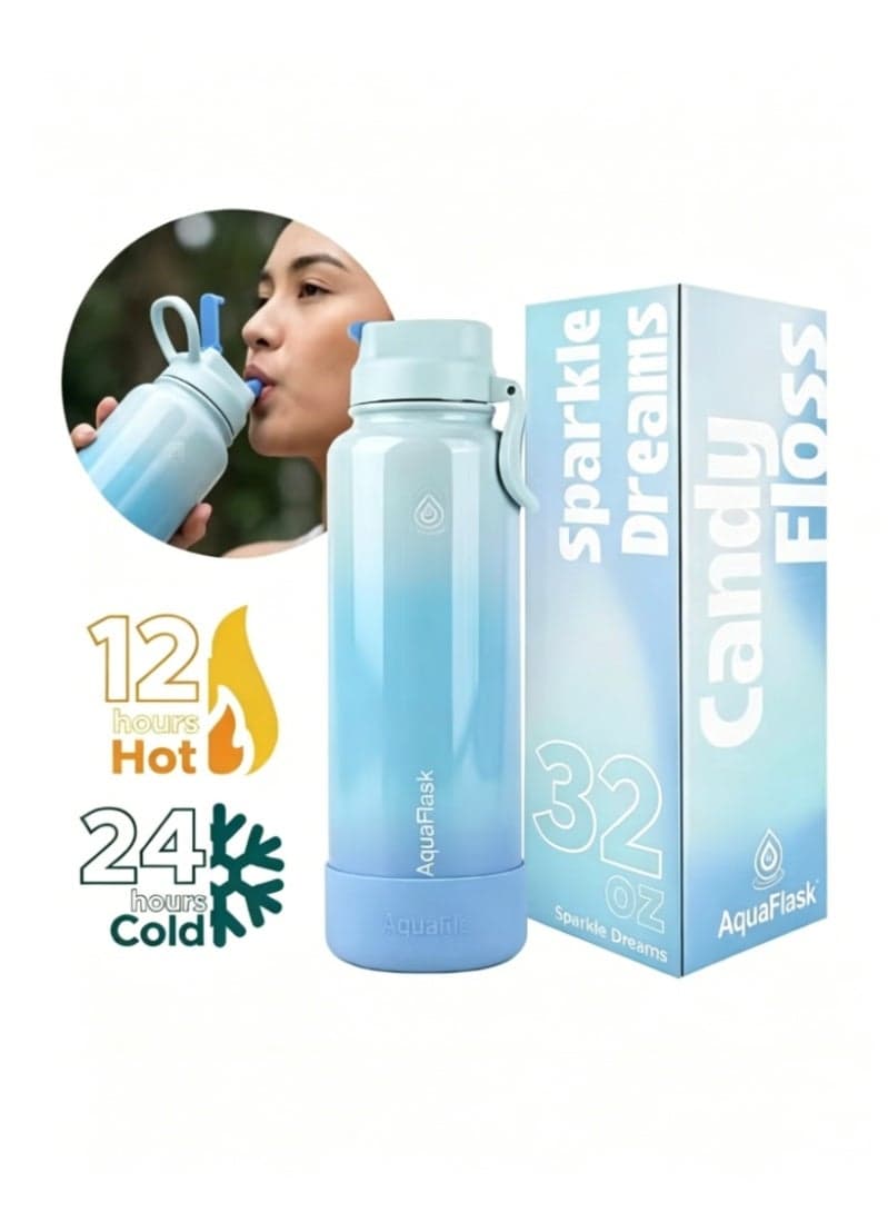 Aquaflask Candy Floss (32oz) Vacuum Insulated Water Bottle in Sparkle Dreams