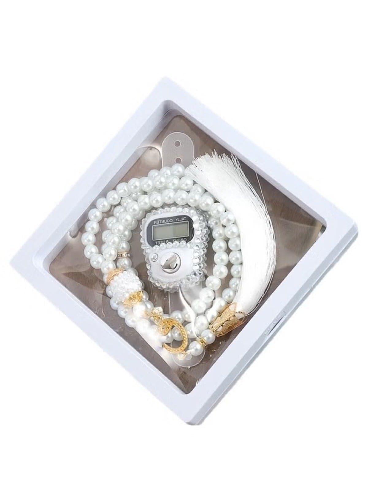 Digital Elegance 99 Glass Bead Tasbeeh Gift Set with Digital Counter Assorted