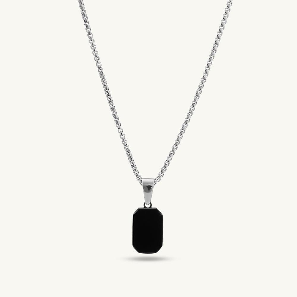 PALMONAS Rhodium Plated Shadow Octane Necklace
for Men