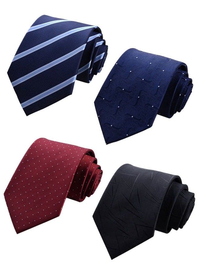 4pcs Men's Ties Solid Color Formal Mens Neckties 8cm for Business and Wedding Color Assorted
