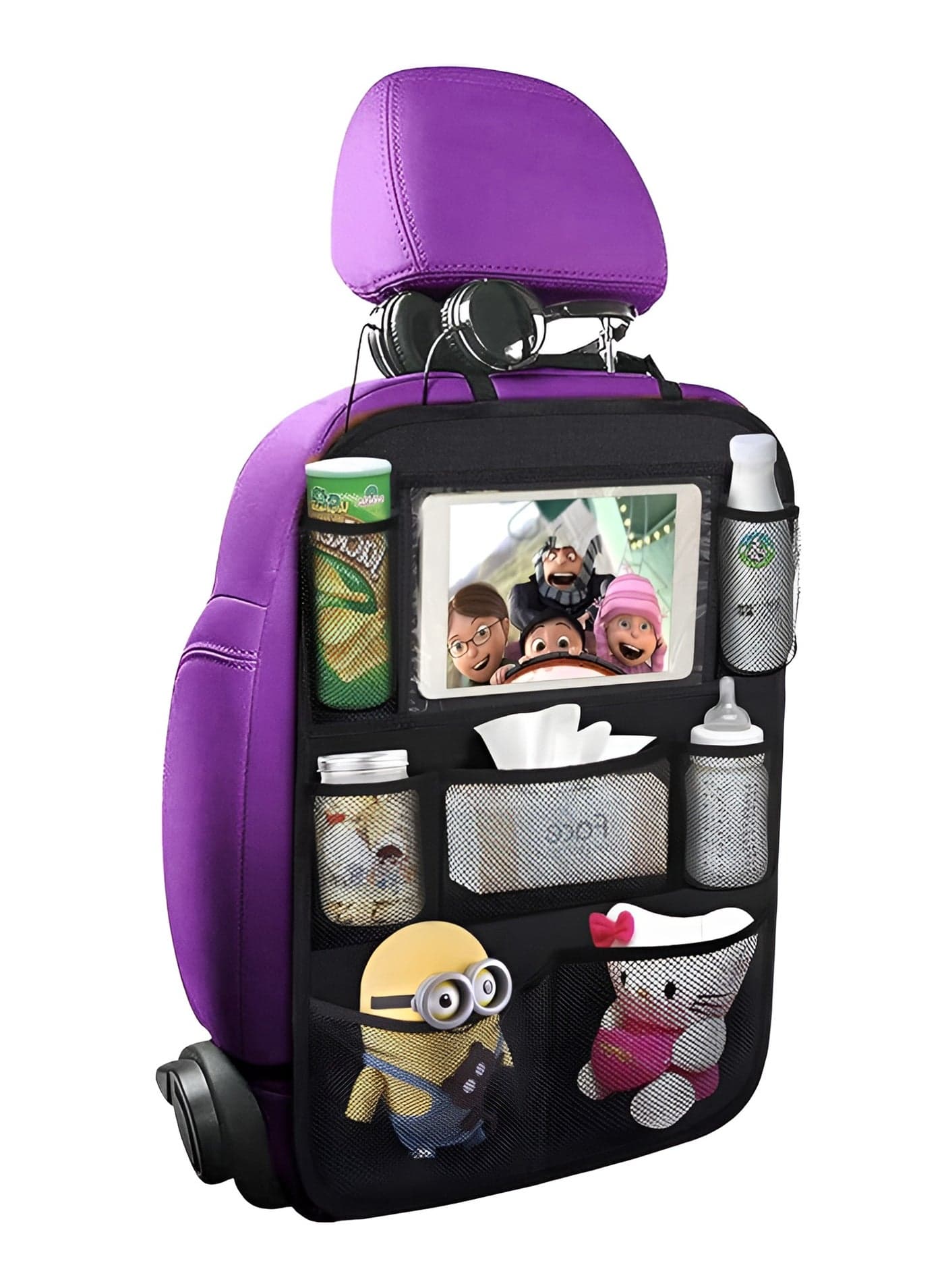 Backseat Car Organizer Mats Back Seat Organizers and Storage Bag with Touch Screen Tablet Holder for Kids Toddlers Car Seats, Travel Accessories, Road Trip Essentials Kids