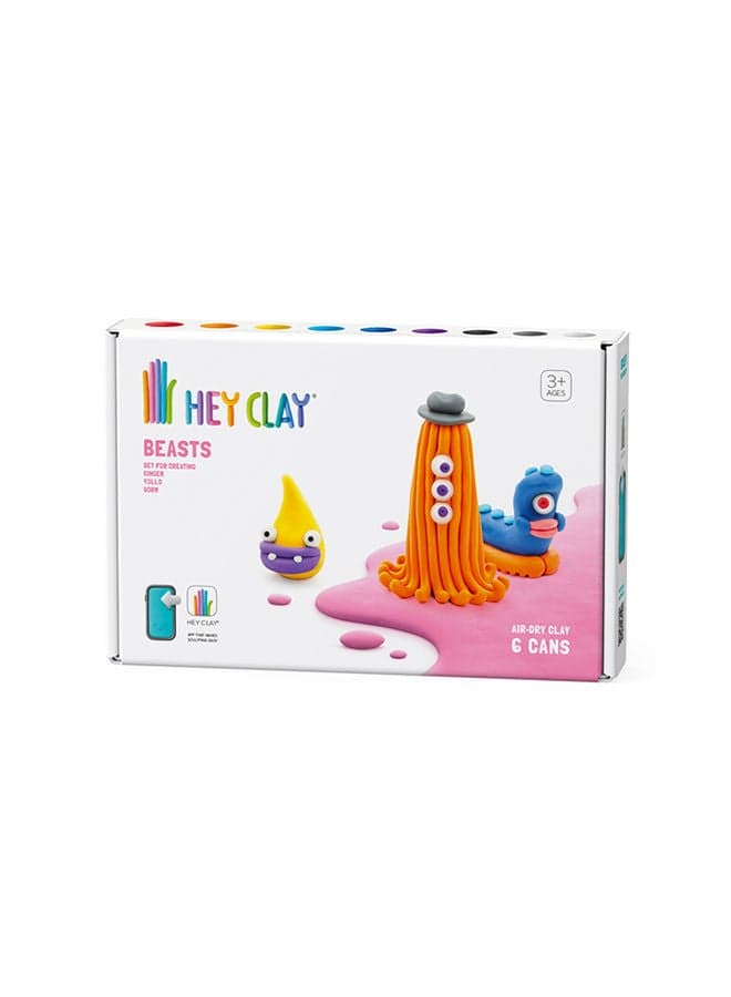 DIY Beasts: Worm, Ginger, Drop Plastic Creative Modelling Air-Dry Clay For Kids 6 Cans