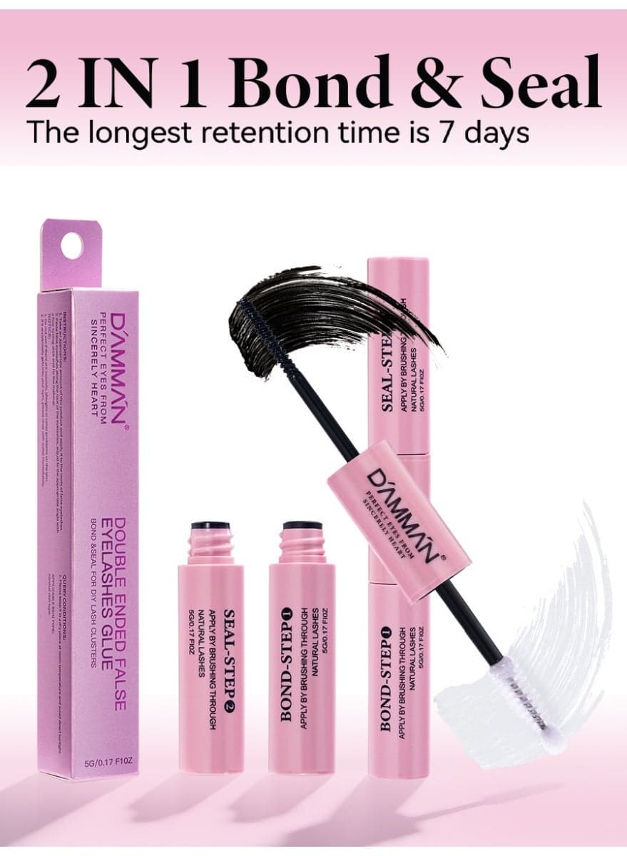 Lash Bond and Seal Cluster Lash Glue False Lash Adhesive Upgraded 2 in 1 DIY Eyelash Extension Adhesive Glue Super Strong Hold 72 Hours Waterproof Cluster Eyelash Glue