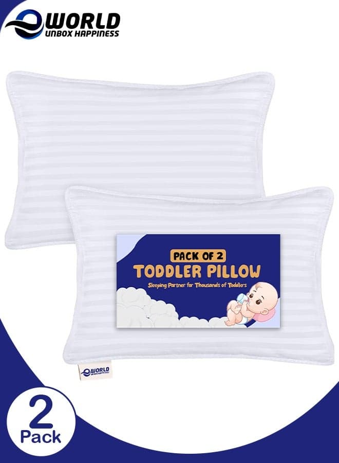 Toddler Baby Sleeping Pillows, Soft Cotton Blend Cover with Polyester Filling, Perfect for Home & Hotel Rooms, Pack of 2 Available in Elegant White Color