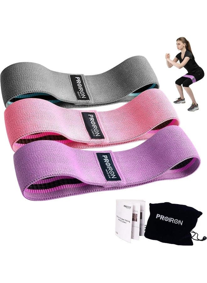 PROIRON Resistance Bands for Legs and Butt, Fashion Non Slip Booty Bands Wide Nylon Fabric Resistance Bands Set with Training Manual for Women Squat Glute Hip Training(Single or Set)