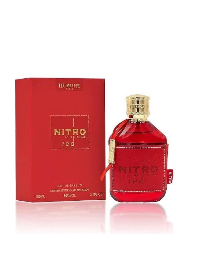 Dumont NITRO RED - 3.4oz - Eau De Parfum - Luxury Perfume for Men - Fruit, Woody, Floral & Masculine Fragrance - Long Lasting Cologne Mist & Body Spray - for Him