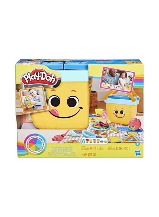 Picnic Shapes Starter Set, Preschool Toys for 3 Year Old Girls & Boys, Play Food, 12 Tools & 6 Modeling Compound Colors