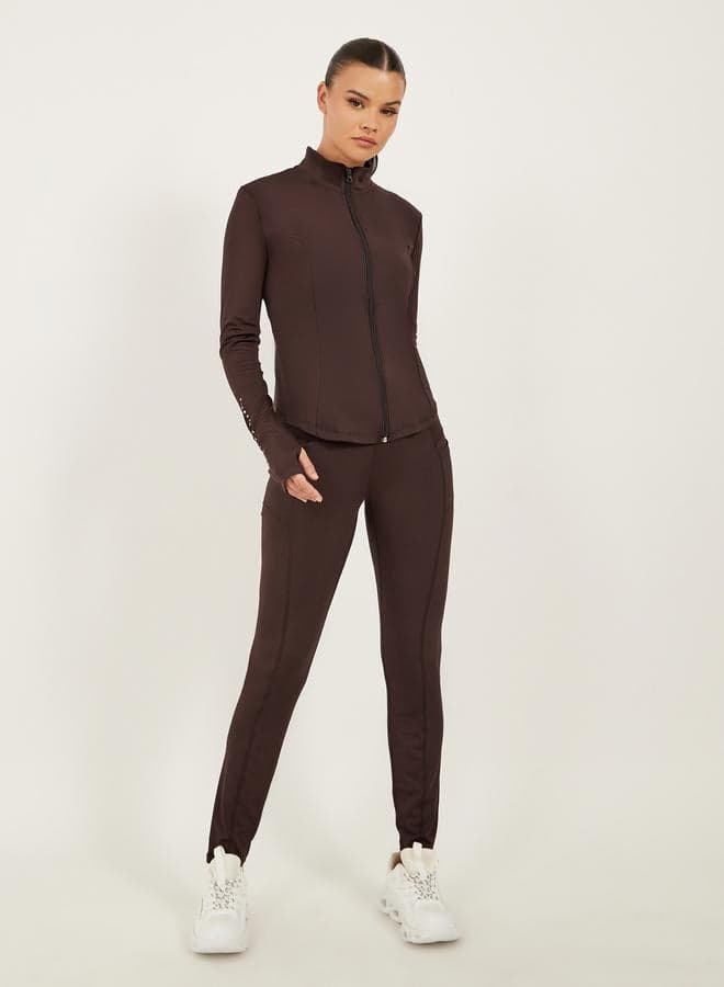 Reflective Dot Detail Zip Up Jacket And Leggings Set