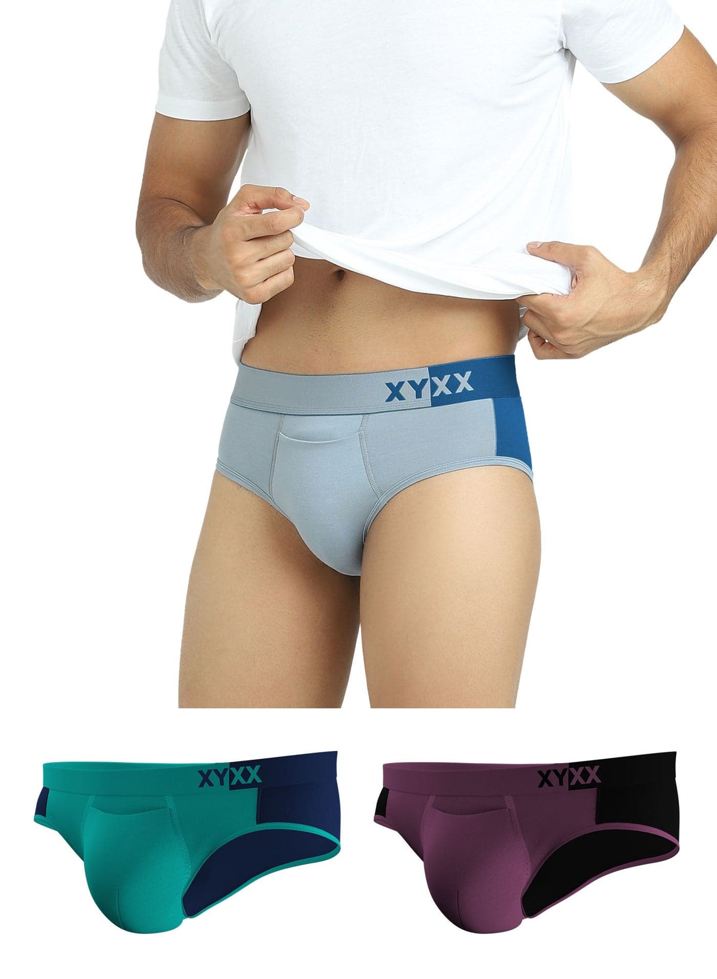 Pack of 3 Dualist Intellisoft Micro Modal Color Blocked Colorblock Men Brief