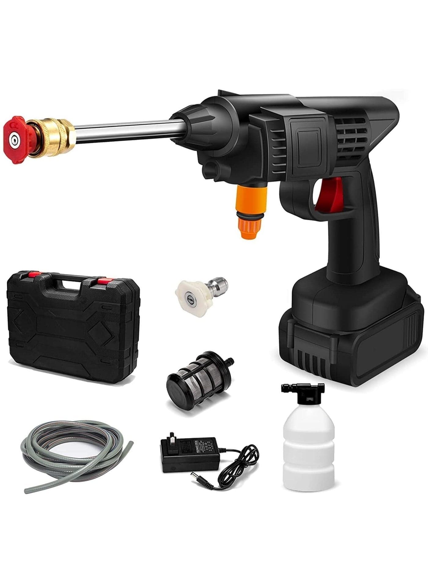 High Pressure Car Washer Car Cleaning 48V Rechargeable Electric Pressure Washer Gun Machine Tool for Car Bike Gardening with Adjustable 3in1 Nozzle